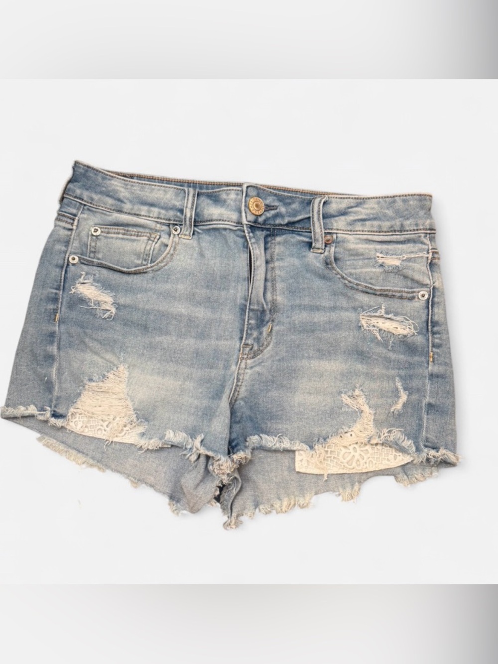 American Eagle Outfitters Light Wash Distressed Denim Shorts